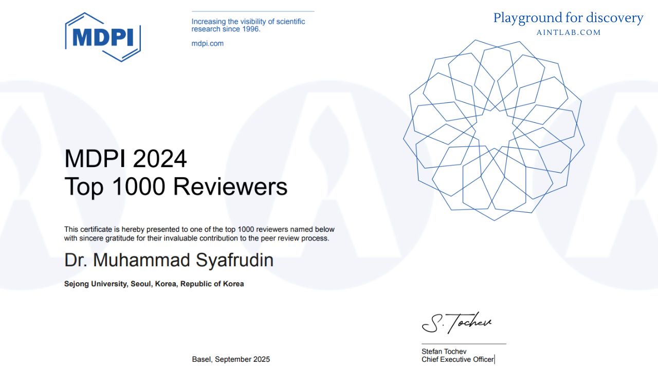 Awarded the MDPI 2024 Top 1000 Reviewers
